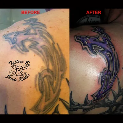 Barbed wire cover-up tattoo