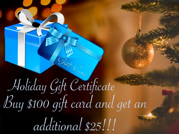 HOLIDAY GIFT CERTIFICATE PROMO 2021!