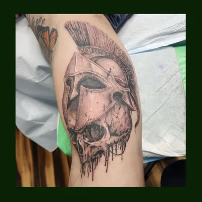 Roman helmet tattoo