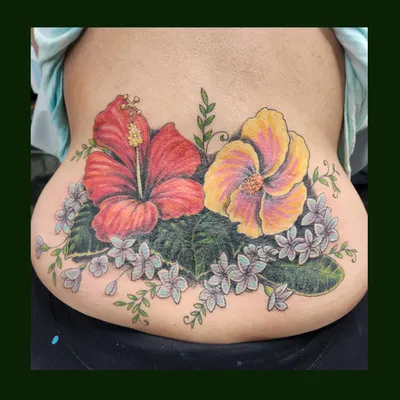 Flowers back tattoo