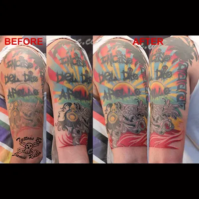 Colourful cover-up tattoo
