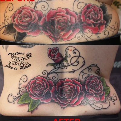 Roses cover-up tattoo