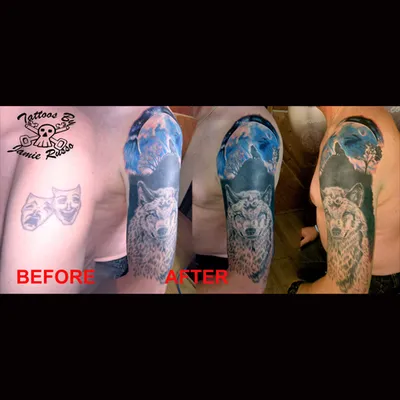 Blue cover-up tattoo